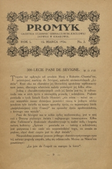 Promyk : gazetka uczennic gimnazjum im. Królowej Jadwigi w Krakowie. R.1, nr 2 (15 marca 1926)