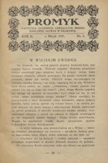 Promyk : gazetka uczennic gimnazjum im. Królowej Jadwigi w Krakowie. R.2, nr 3 (1 maja 1927)