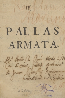 Pallas Armata Sive De Beneficio Literarvm Oratio in Colonia Academica Brodensi [...]