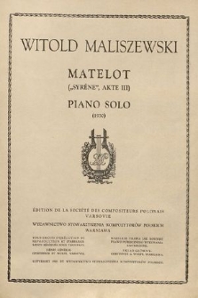 Matelot : („Syréne”, Akte III) : piano solo (1930)