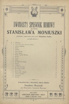 Dwunasty śpiewnik domowy (ostatni) Stanisława Moniuszki