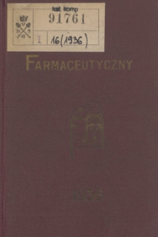 Kalendarz Farmaceutyczny : na rok 1936. R.16 + wkładka