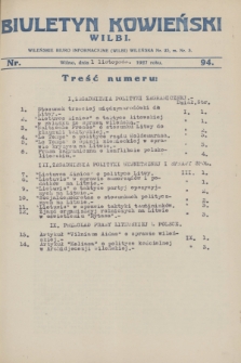 Biuletyn Kowieński Wilbi. 1927, nr 94 (1 listopada)