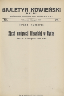 Biuletyn Kowieński Wilbi. 1927, nr 96 (9 listopada) + wkładka