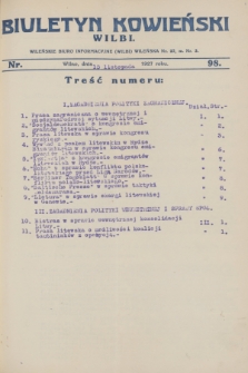 Biuletyn Kowieński Wilbi. 1927, nr 98 (15 listopada)