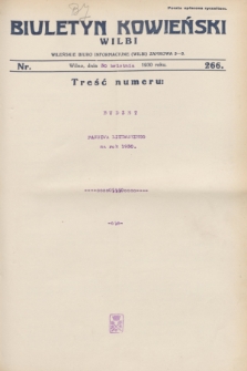 Biuletyn Kowieński Wilbi. 1930, nr 266 (30 kwietnia)