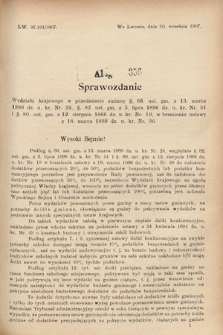 [Kadencja VIII, sesja III, al. 356] Alegata do Sprawozdań Stenograficznych z Trzeciej Sesyi Ósmego Peryodu Sejmu Krajowego Królestwa Galicyi i Lodomeryi wraz z Wielkiem Księstwem Krakowskiem z roku 1907. Alegat 356