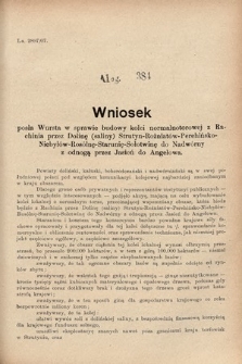 [Kadencja VIII, sesja III, al. 384] Alegata do Sprawozdań Stenograficznych z Trzeciej Sesyi Ósmego Peryodu Sejmu Krajowego Królestwa Galicyi i Lodomeryi wraz z Wielkiem Księstwem Krakowskiem z roku 1907. Alegat 384