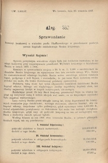 [Kadencja VIII, sesja III, al. 387] Alegata do Sprawozdań Stenograficznych z Trzeciej Sesyi Ósmego Peryodu Sejmu Krajowego Królestwa Galicyi i Lodomeryi wraz z Wielkiem Księstwem Krakowskiem z roku 1907. Alegat 387