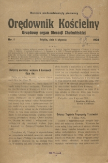 Orędownik Kościelny : urzędowy organ Diecezji Chełmińskiej. R.71, nr 1 (5 stycznia 1928)