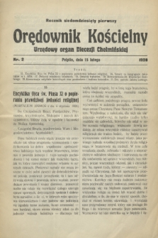 Orędownik Kościelny : urzędowy organ Diecezji Chełmińskiej. R.71, nr 2 (15 lutego 1928)