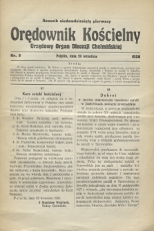 Orędownik Kościelny : urzędowy organ Diecezji Chełmińskiej. R.71, nr 9 (24 września 1928)