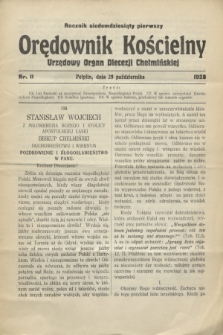 Orędownik Kościelny : urzędowy organ Diecezji Chełmińskiej. R.71, nr 11 (29 października 1928)