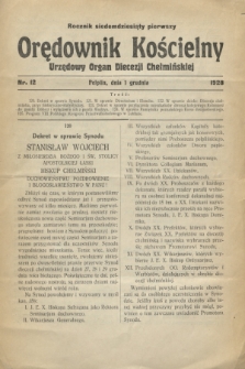 Orędownik Kościelny : urzędowy organ Diecezji Chełmińskiej. R.71, nr 12 (1 grudnia 1928)