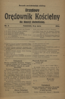 Urzędowy Orędownik Kościelny dla diecezji chełmińskiej. R.67, nr 3 (24 marca 1924)