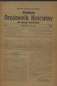 Urzędowy Orędownik Kościelny dla diecezji chełmińskiej. R.67, nr 4 (5 maja 1924)