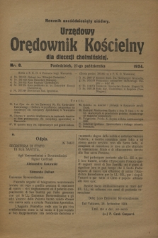 Urzędowy Orędownik Kościelny dla diecezji chełmińskiej. R.67, nr 8 (27 października 1924)