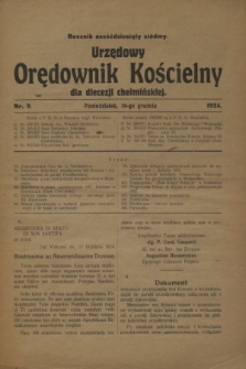 Urzędowy Orędownik Kościelny dla diecezji chełmińskiej. R.67, nr 9 (14 grudnia 1924)