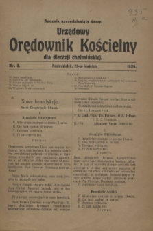 Urzędowy Orędownik Kościelny dla diecezji chełmińskiej. R.68, nr 3 (27 kwietnia 1925)
