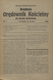 Urzędowy Orędownik Kościelny dla diecezji chełmińskiej. R.68, nr 5 (7 września 1925)