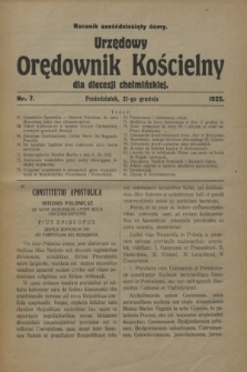 Urzędowy Orędownik Kościelny dla diecezji chełmińskiej. R.68, nr 7 (21 grudnia 1925)