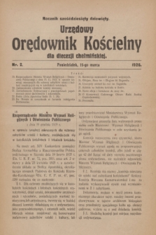 Urzędowy Orędownik Kościelny dla diecezji chełmińskiej. R.69, nr 2 (15 marca 1926)