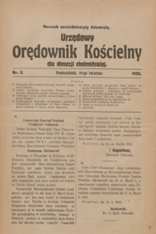 Urzędowy Orędownik Kościelny dla diecezji chełmińskiej. R.69, nr 3 (19 kwietnia 1926)