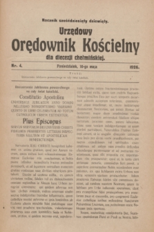 Urzędowy Orędownik Kościelny dla diecezji chełmińskiej. R.69, nr 4 (10 maja 1926)