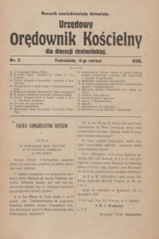 Urzędowy Orędownik Kościelny dla diecezji chełmińskiej. R.69, nr 5 (14 czerwca 1926)