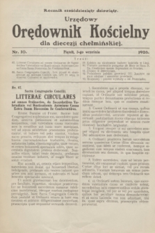 Urzędowy Orędownik Kościelny dla diecezji chełmińskiej. R.69, nr 10 (3 września 1926)