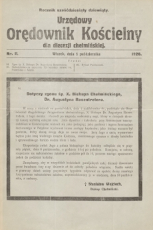 Urzędowy Orędownik Kościelny dla diecezji chełmińskiej. R.69, nr 11 (5 października 1926)