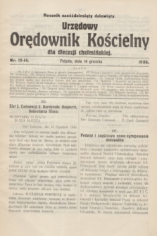Urzędowy Orędownik Kościelny dla diecezji chełmińskiej. R.69, nr 13/14 (10 grudnia 1926)