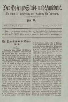 Der Posener Stadt- und Landbote : ein Blatt zur Unterhaltung und Belehrung für Jedermann. 1835, Nro. 17 (25 April)