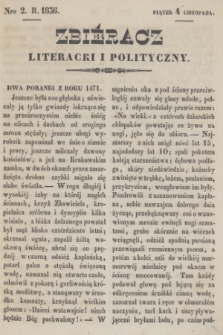 Zbiéracz Literacki i Polityczny. [T.1], Nro 2 (4 listopada 1836) + dod.