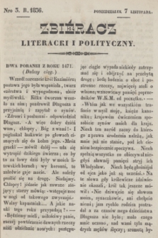 Zbiéracz Literacki i Polityczny. [T.1], Nro 3 (7 listopada 1836) + dod.