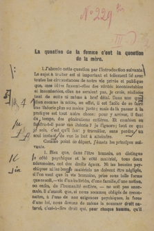 „La question de la femme c’est la question de la mère”