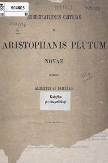 Exercitationes criticae in Aristophanis Plutum novae