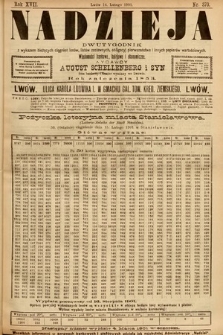 Nadzieja : dwutygodnik z wykazem bieżących ciągnień losów, listów zastawnych, obligacyj indemnizacyjnych innych papierów wartościowych : wiadomości bankowe, kolejowe, ekonomiczne. 1901, nr 370
