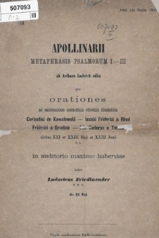 Apollinarii Metaphrasis psalmorum I-III