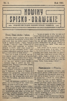 Nowiny Spisko-Orawskie : wydawnictwo Związku Polaków Spiskich i Orawskich. 1919, nr 2