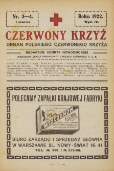 Czerwony Krzyż : organ Polskiego Czerwonego Krzyża. 1922, nr 3-4