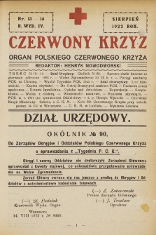 Czerwony Krzyż : organ Polskiego Czerwonego Krzyża. 1922, nr 13-14
