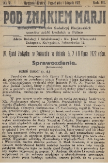 Pod Znakiem Marji : miesięcznik Związku Sodalicyj Marjańskich uczniów szkół średnich w Polsce. R. 3, 1922, nr 2
