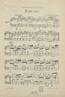 Miscellanea : série de morceaux pour piano : Op. 16. No. 3, Thème varié