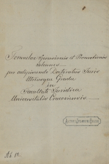 „Statut porządku czynności dla Wydziału Prawnego Uniwersytetu Jagiellońskiego (projekt wygotowany przez A. Z. Helcla)” na skutek ustawy o organizacji władz Uniwersytetu z dnia 27 września 1849 r.