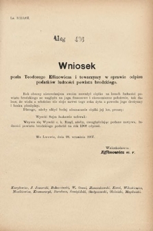 [Kadencja VIII, sesja III, al. 436] Alegata do Sprawozdań Stenograficznych z Trzeciej Sesyi Ósmego Peryodu Sejmu Krajowego Królestwa Galicyi i Lodomeryi wraz z Wielkiem Księstwem Krakowskiem z roku 1907. Alegat 436