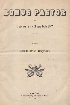 Bonus Pastor. R. 1, 1877, Spis rzeczy