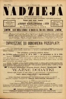 Nadzieja : dwutygodnik z wykazem bieżących ciągnień losów, listów zastawnych, obligacyj indemnizacyjnych innych papierów wartościowych : wiadomości bankowe, kolejowe, ekonomiczne. 1901, nr 384