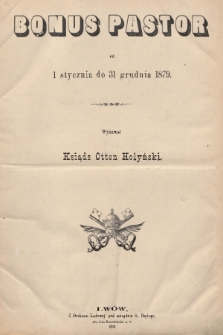 Bonus Pastor. R. 3, 1879, Spis rzeczy