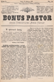 Bonus Pastor / organ Towarzystwa „Bonus Pastor”. R. 1, 1885, nr 14